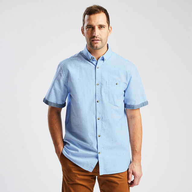 Regular oxford neps cotton shirt - Medium blue